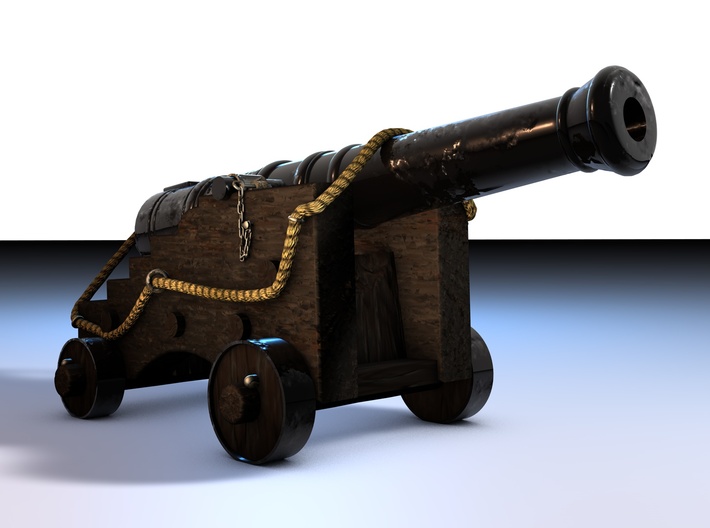 Old Ship Cannon 3d printed Cinema 4D render