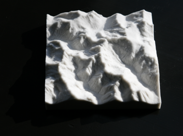 4'' Picket Range, Washington, USA, Sandstone 3d printed Overhead view, North is to the right
