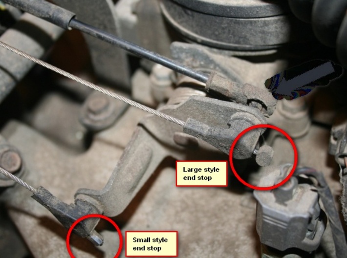 Jeep Throttle Body Clip (Short Style) 3d printed This photo shows the two styles of end stops for the short style clip