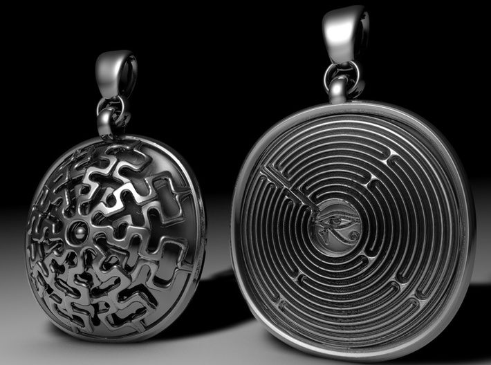 Mystic Maze Pendant 3d printed Front and back side.
