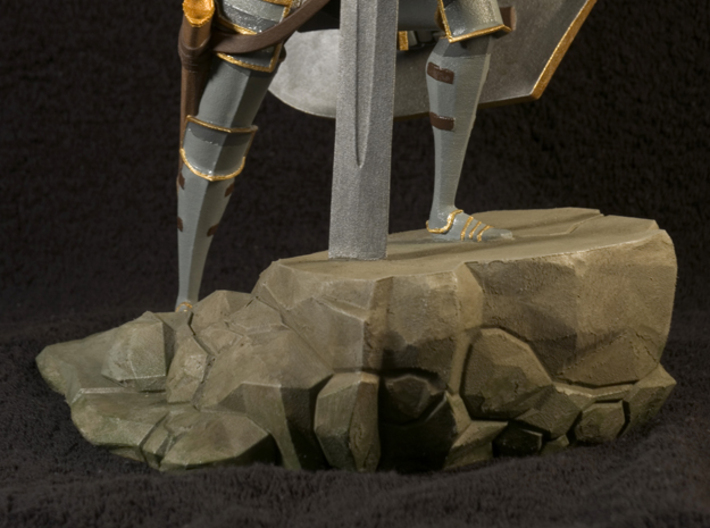 TheKnight (Large) 3d printed Closeup; This is the result after sanding the base and hand painting it with Revell Aqua Paints. Not available as a painted piece.
