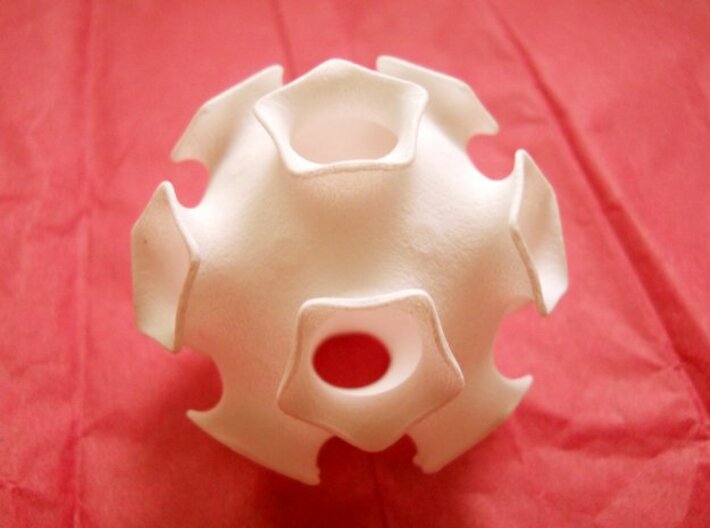 Icosahedral minimal surface 2 (solid, 2 in) 3d printed Desktop-sized minimal surface math sculpture with organic, floral design and lots of symmetry