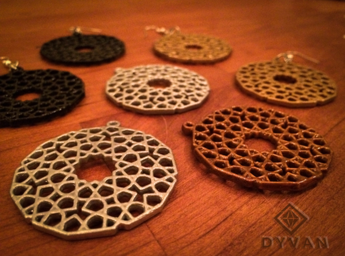 Earrings with mosaics 3d printed 