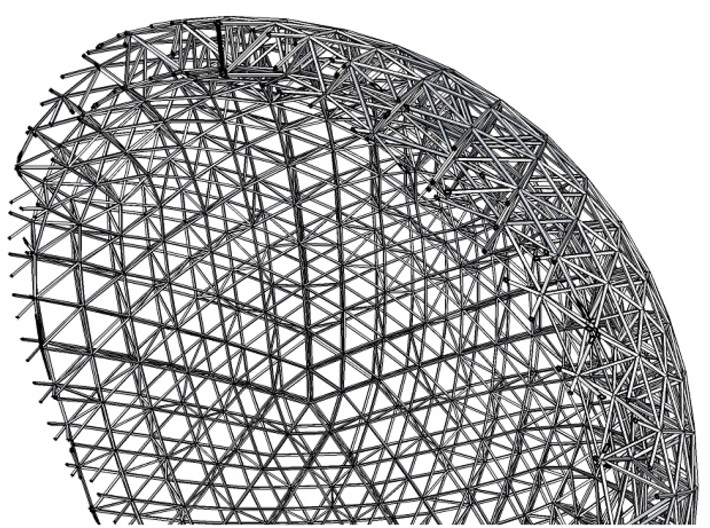 Space Frame Geodesic Sphere 3d printed cutaway view