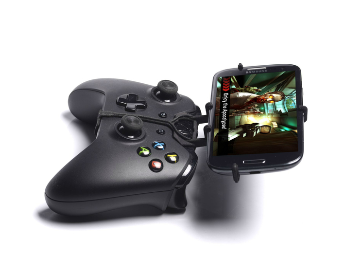 Controller mount for Xbox One &amp; HTC Desire 826 3d printed Side View - A Samsung Galaxy S3 and a black Xbox One controller