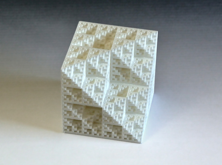 Eight Cubes Fractal Sponge 3d printed Photograph from another angle.