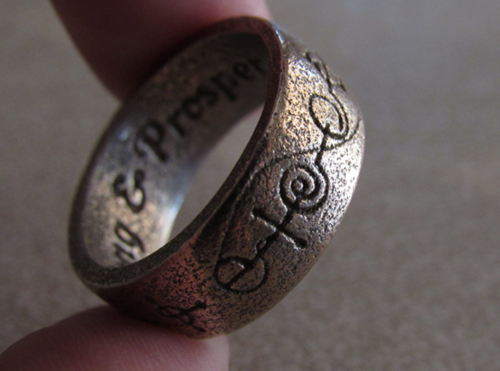 "Live Long & Prosper" Ring - Engraved Style 3d printed Pictured: Stainless Steel