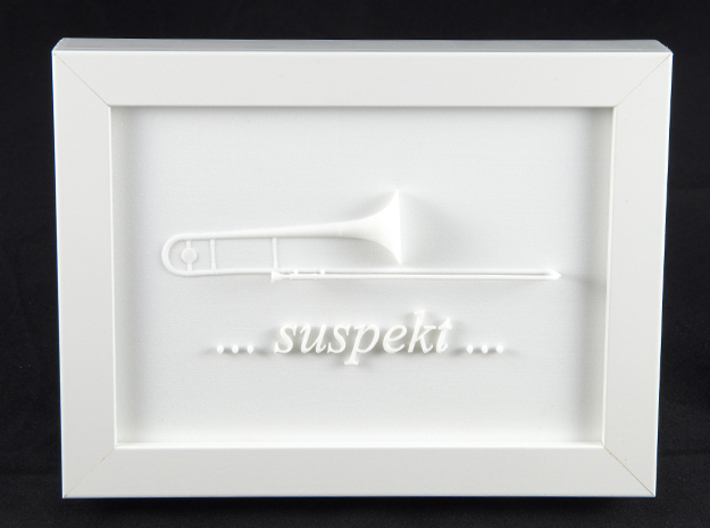 Trombone Suspect 3d printed Trombone suspect, in a picture frame