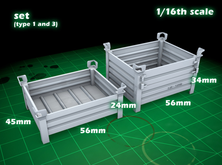 Stackable container set (type 1&3 - 1/16) 3d printed 