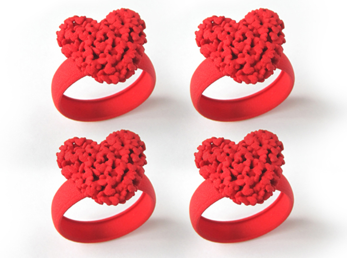 4 Pack 365 Hearts Napkin Rings 3d printed
