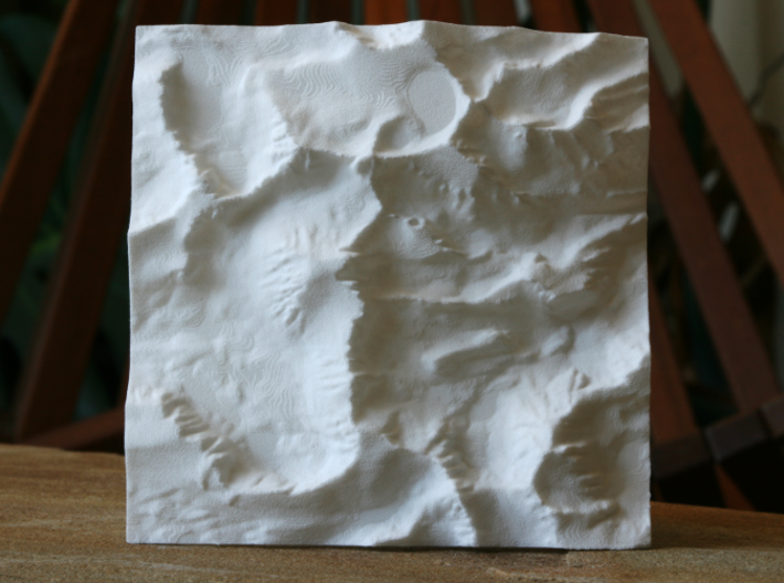 4'' Mt. Whitney Terrain Model, California, USA 3d printed Top view of 4" model