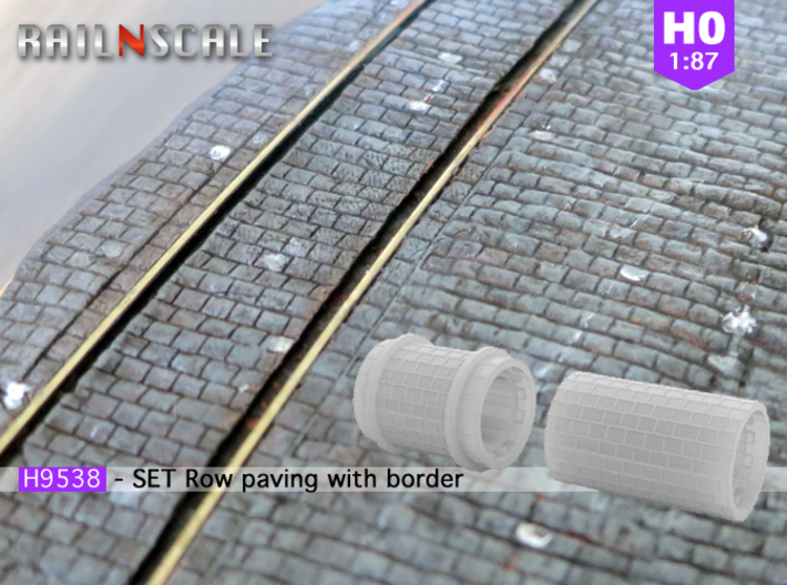 SET Row paving with border (H0) 3d printed 