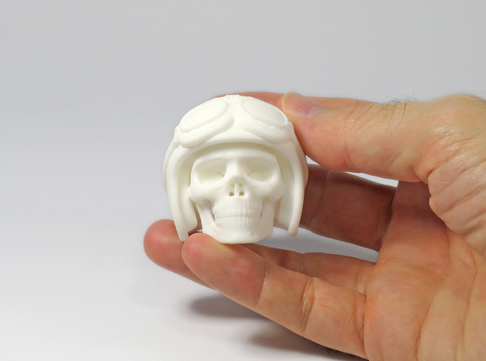 Easy Rider Skull (50mm H) 3d printed 50mm H in White Strong &amp; Flexible