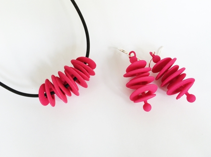 Colorful, futuristic Necklace - 60's space age jew 3d printed Orbit City collection by seriaforma