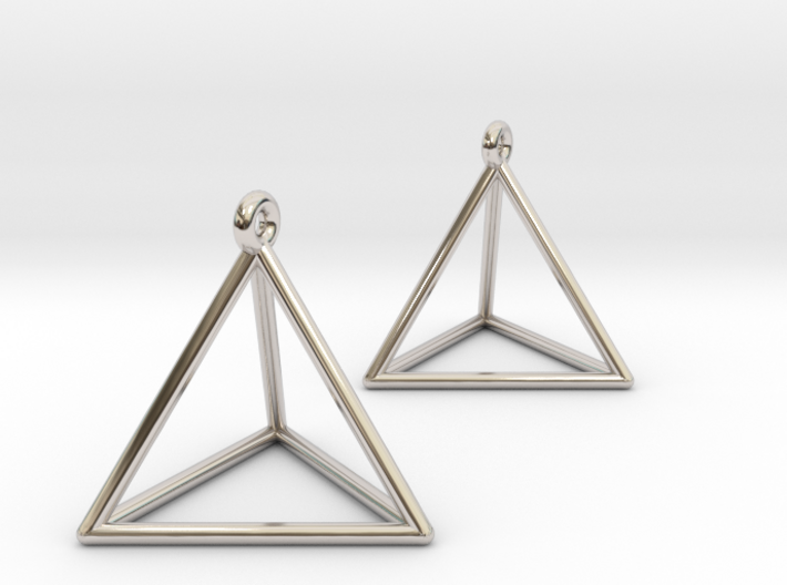 Tetrahedron Earrings 3d printed