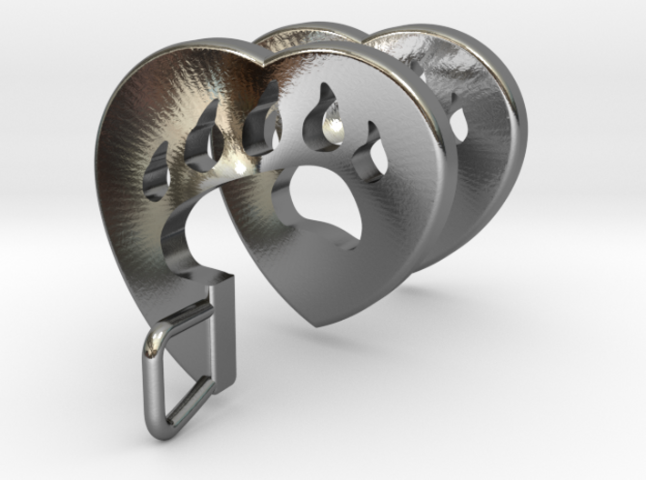 Bear Paw Heart Spiral Pendant 3d printed