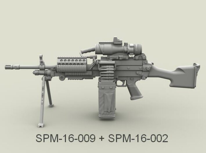 1/16 SPM-16-009 m249 MK48mod0 7,62mm machine gun 3d printed 