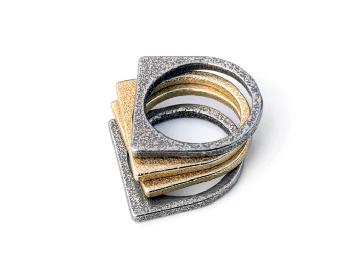 Layer Ring(s) (US Size 6.5) 3d printed Stainless Steel / Gold Plated Glossy