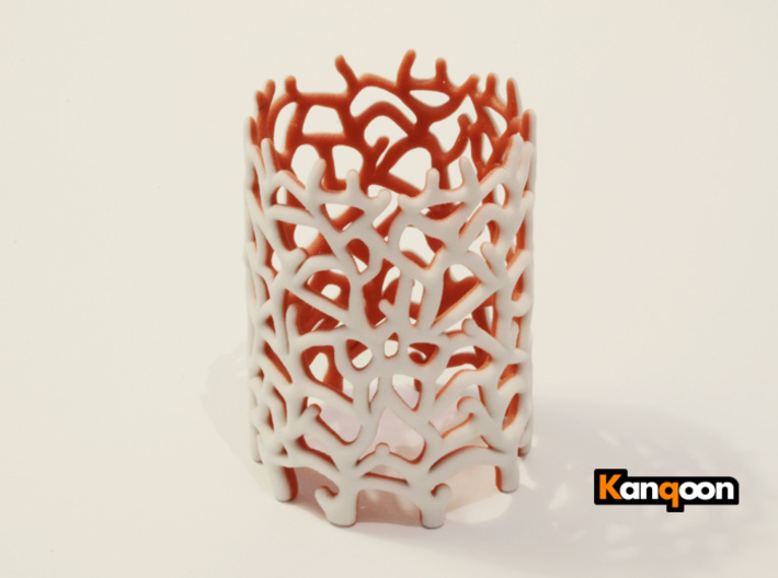 Coraline Tealight White/Red Sandstone 3d printed 2 Color Sandstone printed