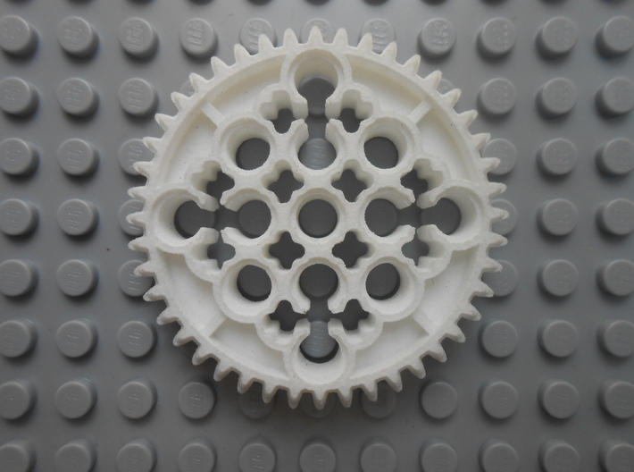 LEGO®-compatible 44-tooth bevel gear w/ pinhole R2 3d printed