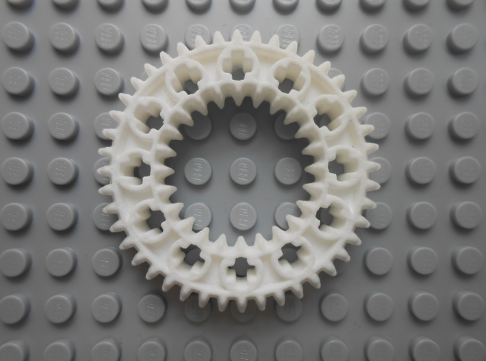 LEGO®-compatible z44 bevel gear w/ z24 inner ring 3d printed 