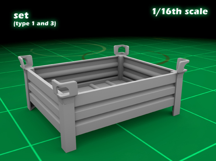 Stackable container (type 1&3 (big set) 1/16) 3d printed 