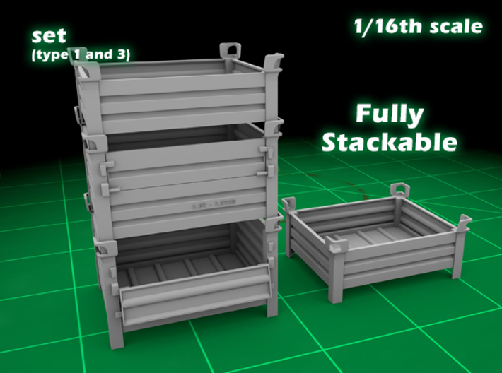 Stackable container (type 1&3 (big set) 1/16) 3d printed 