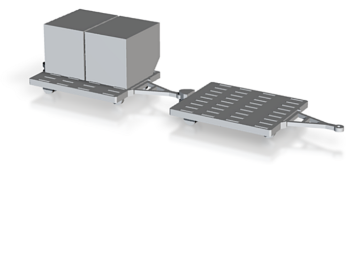 GSE Airport Baggage Container Cart 1:200 (9pc) 3d printed Render of two carts with containers, containers available separately