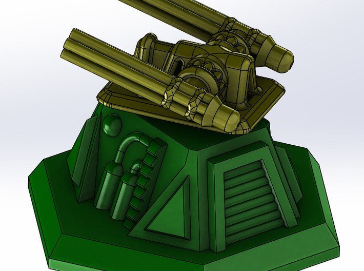 Turret Base 3d printed Shown with Minigun Top - See other models