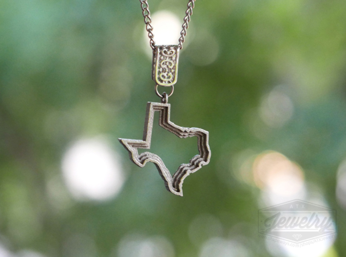 Staggered Texas Pendant 3d printed Polished Nickel Steel