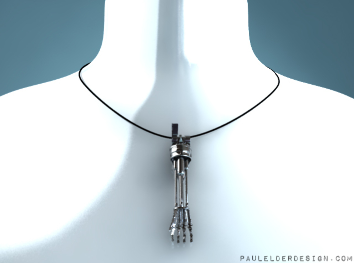 Endo Arm Pendant 3d printed Render on my virtual display (premium silver)