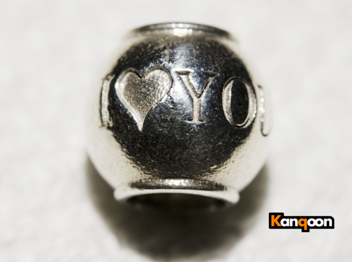 I love you - Pendant 3d printed Polished Silver printed