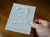 Nikola Tesla Shadowgram 3d printed Photo of the print lit from the front, revealing the relief