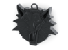 Two Sided Wolf Head Medallion Pendant 3d printed Polished Silver Front