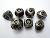 Overstuffed Dice Set with Decader 3d printed In stainless steel and inked.