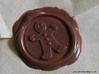 Gingerbread Man Wax Seal 3d printed Close up of the impression in Gingerbread Brown sealing wax.