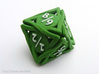 Large 'Twined' Dice D8 Spindown Tarmogoyf P/T Die 3d printed The model in green plastic with hand painted numbers