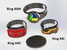 US16 Ring XXI: Tritium (Silver) 3d printed This render shows the various ring designs that can made available and possible tritium vial arrangements.