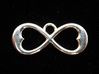 Two Hearts Infinity Symbol (small) 3d printed Premium Silver Two-Hearts Pendant
