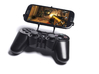 Controller mount for PS3 & LG V10 3d printed Front View - A Samsung Galaxy S3 and a black PS3 controller