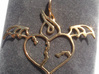 Flying broken heart - Silver / Gold pendant 3d printed Gold Plated Brass