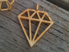 Pendant 'Diamond' 3d printed 2D diamond pendant printed in polished gold steel