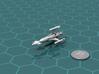 Privateer Antelope class Corsair 3d printed Render of the model, with a virtual quarter for scale.