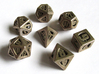 Thoroughly Modern Dice Set with Decader 3d printed In Stainless Steel