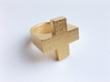 Plus Ring   3d printed Gold Plated Glossy Steel