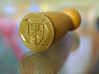 Montucio Wax Seal Stamp 3d printed The raw brass stamp attached to it's wooden handle.