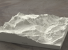 6''/15cm Oberland Peaks, Switzerland, Sandstone 3d printed Radiance rendering of model, looking south toward the Eiger Nordwand.