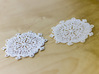 Snow Flake Earrings 3d printed Polished Strong & Flexible (left), Ultra Fine Detailed (right)