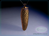Male Kauri Cone pendant ~ 48mm 3d printed Male Kauri cone pendant front view raytraced render simulating polished bronze material