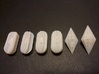Radial Fin Dice 3d printed 6 dice from the seven die set in white acrylic